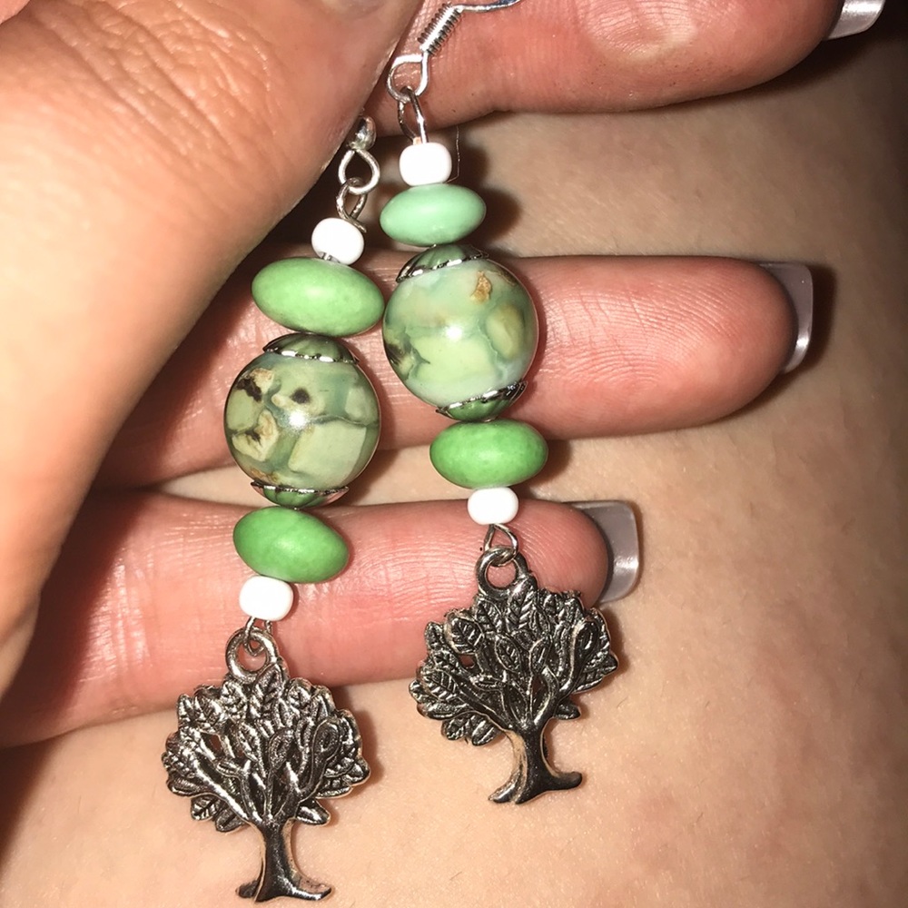 Gemstone Tree charm earrings